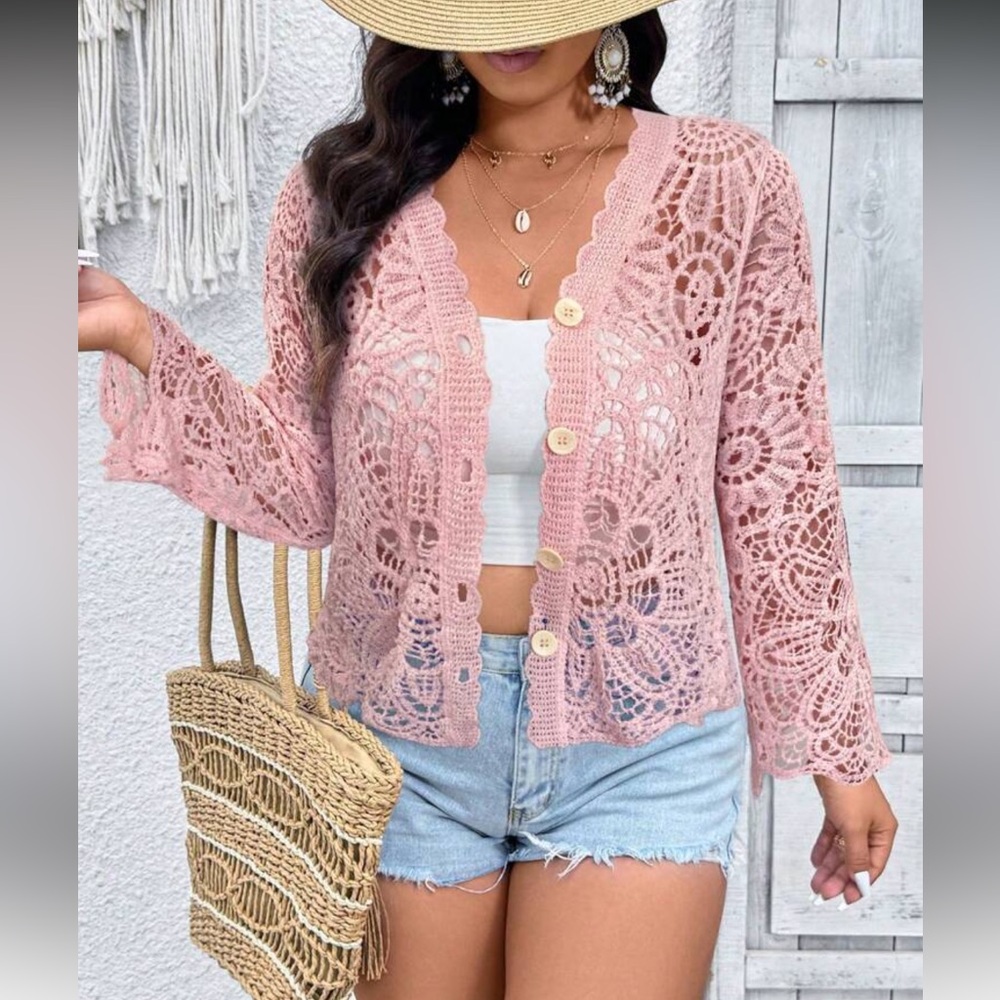 Cream Crochet Cardigan - Picture 15 of 16